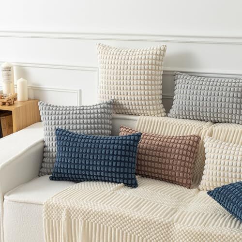 UGASA Soft Boho Corduroy Pillow Covers Set of 2 Big Plush Granular Throw - Bild 5 von 6