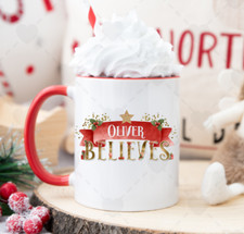 Personalised Christmas Believes Mug Cup Kids Children's Hot Chocolate Eve Gift