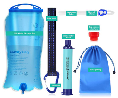 #ad Gravity Water Filter Straw3L GravityFed Bag Water Purification Filtration4Stage $23.99