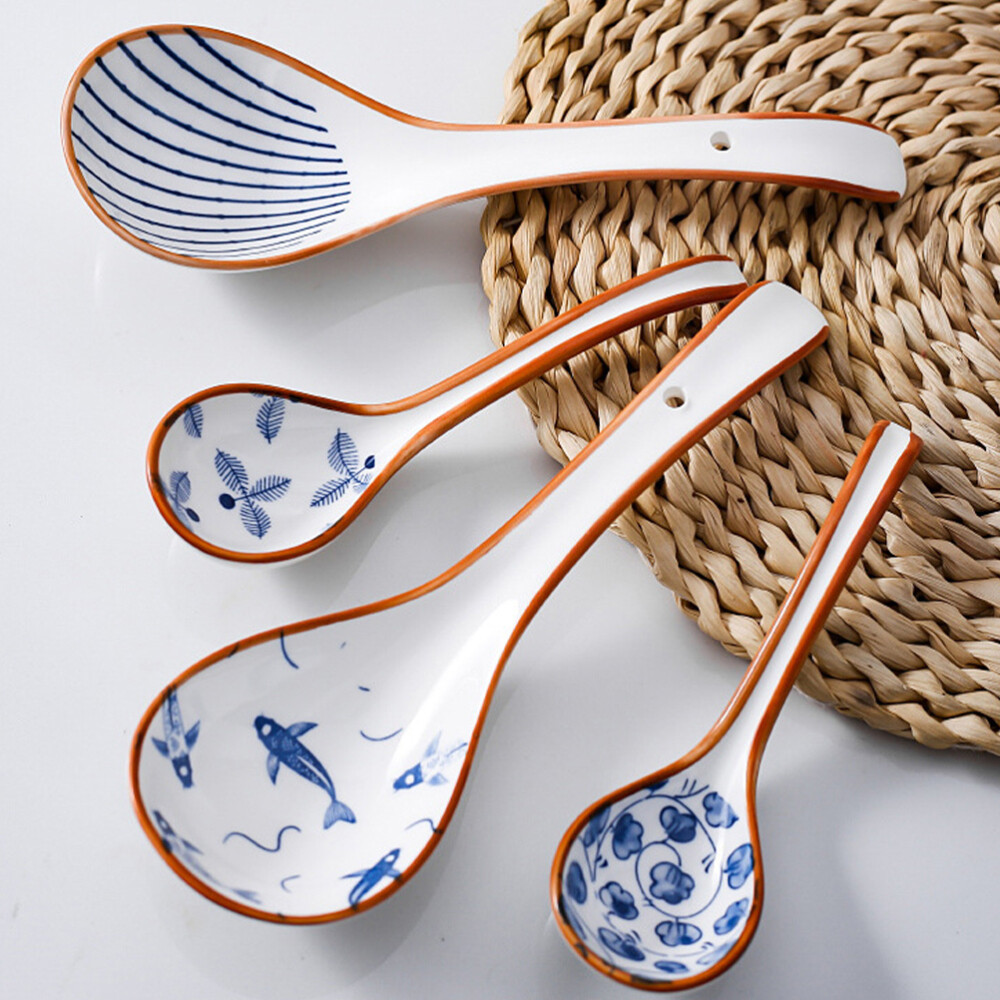 16 Pcs Ceramic Soup Spoon Japanese Serving Big Spoons Asian Bulk eBay