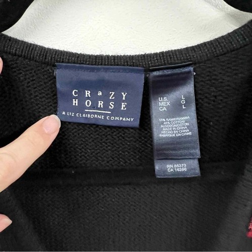 Crazy Horse Zip Front Christmas Tree Holiday Sweater Vest Woman Size Large - Picture 4 of 5