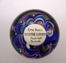 Magnum Joe St Clair Sulphide Name Plaque Art Glass Paperweight