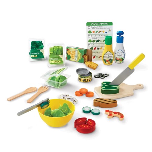 Holzspielzeug Kinder Geschenkset - Slice & Toss Salat Spielset - Melissa & Doug