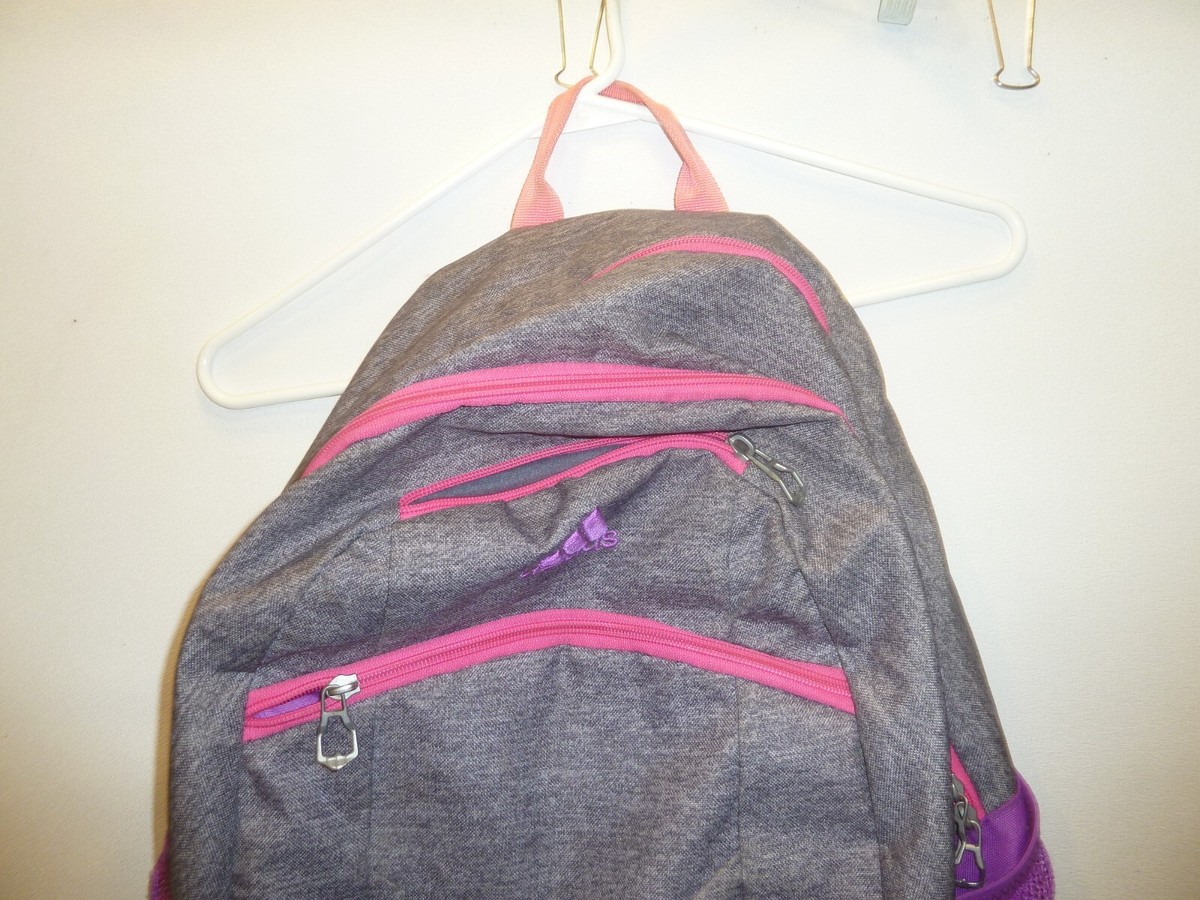 adidas grey and purple backpack
