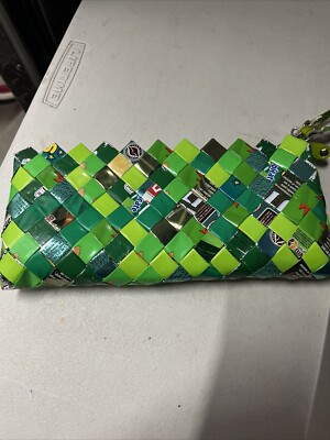 Nahui Ollin Candy Wrapper Purse Wristlet Bag Multicolor Recycled