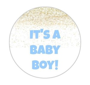 24 personalised glitter baby boy announcement baby shower stickers