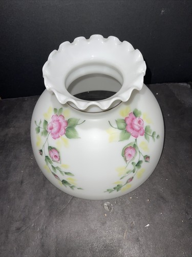 10 Zoll handbemalter Lampenschirm rosa Rosen ALADDIN ÖLLAMPEN - Bild 11 von 12