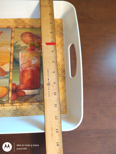 PRECIDIO Melamine 18" Rectangular Serving Tray w/Handles 3 Tropical Beverages - Picture 11 of 13