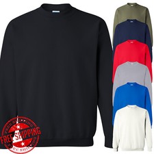 Men's Plain Sweatshirt Round Neck Sweater Jumper Unisex Casual Shirt USA Gift