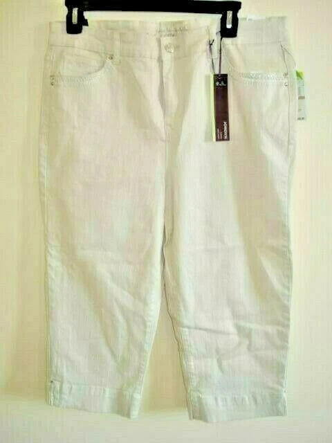 Ladies Capri Pants Denim Size 12 Dark Vanilla Slimming Embellished