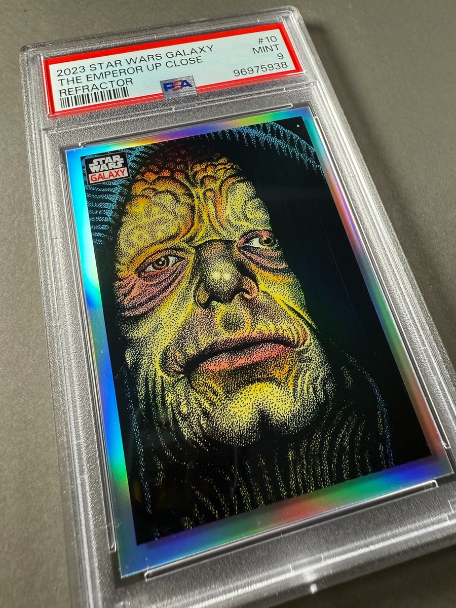 PSA 9) 2023 Star Wars Galaxy #10, “The Emperor Up Close” Refractor