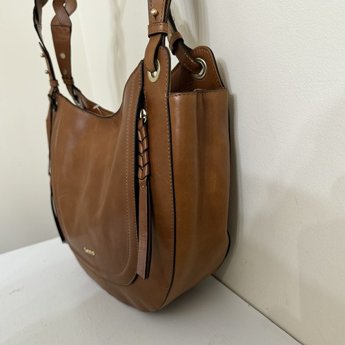 Bolso de Mano LODIS de Cuero con Correa Trenzada Margo Castaño Nuevo - Imagen 3 de 5