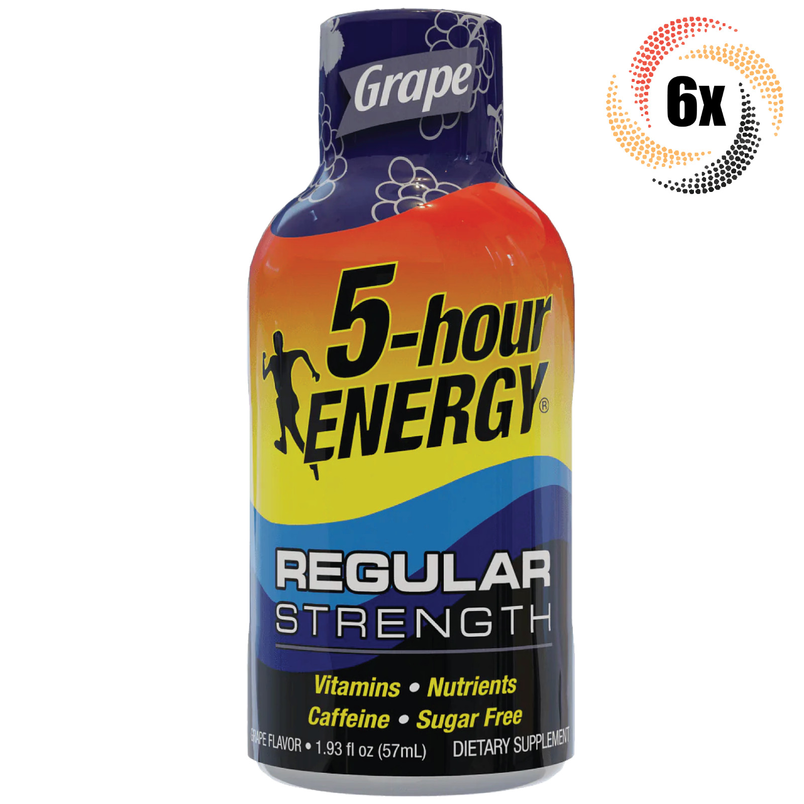 6x Бутылок 5-часового энергетического напитка из обычного винограда | Без сахара | 1,93 унции | Быстро снимает усталость