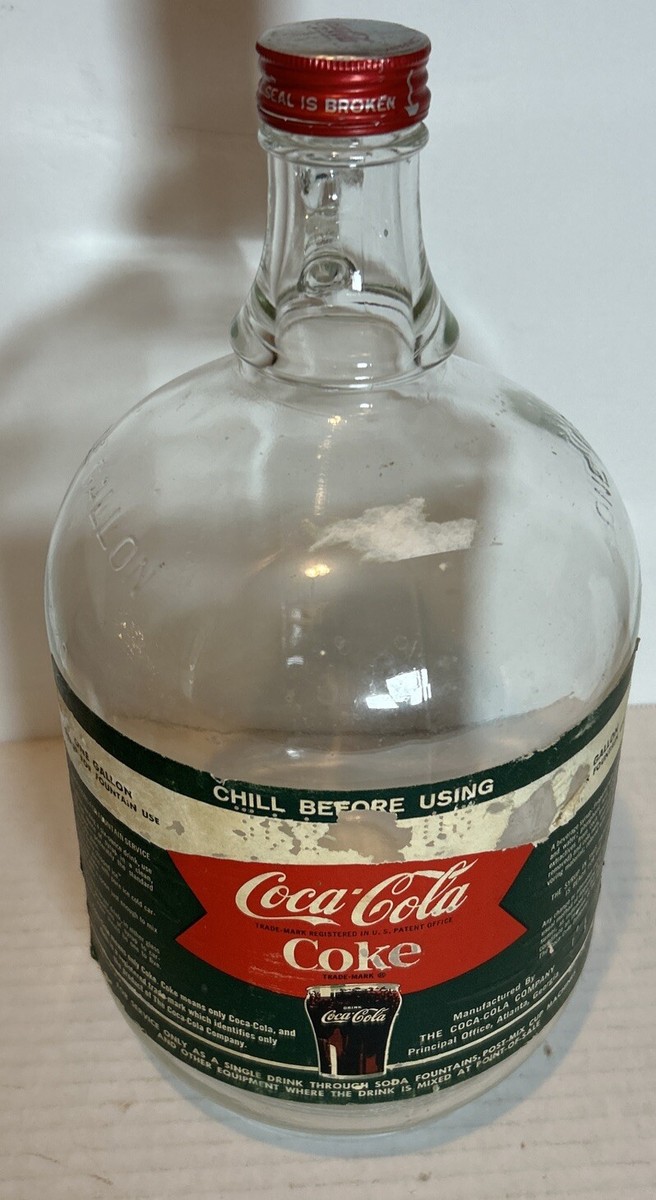 Vintage 1 Gallon Coca-Cola Coke Syrup Glass Jug Bottle With Cap