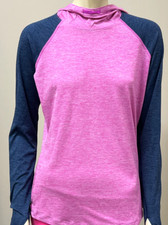 UNDER ARMOUR WOMEN'S THREADBORNE FITTED RUNNING HOODIE sz M PINK NAVY 1316154