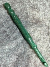 Hand carved Emerald Green Wood YARN CROCHET HOOK size K