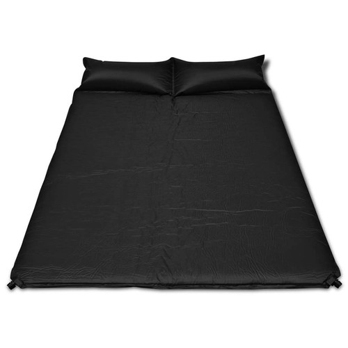 Black Self-Inflating Sleeping Mat Double Inflatable Mattress Camping Bed - Picture 2 of 5