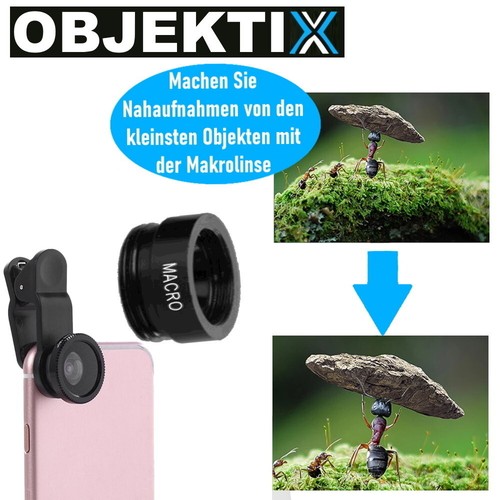 Objektix Handy Set Smartphone Lentilles Fisheye Grand Angle Macro Appareil Photo - Photo 4 sur 6