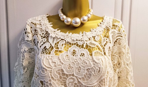 Monsoon Size 16 LOLITA IVORY Cream CROCHET LACE Scalloped Hem Prom Party DRESS - Picture 14 of 16