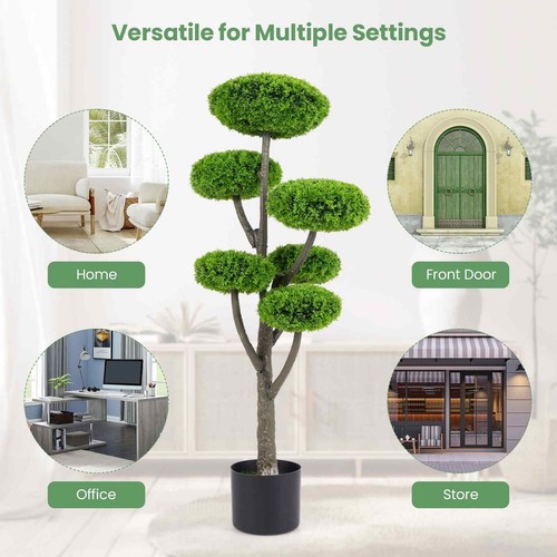 COSTWAY 6-Ball Artificial Tree Artificial Cypress Topiary Ball Tree-Green - Picture 4 of 10