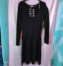 Victoria's Secret Sexy Evening Sweater Dress Medium Black Long-Sleeve NEW