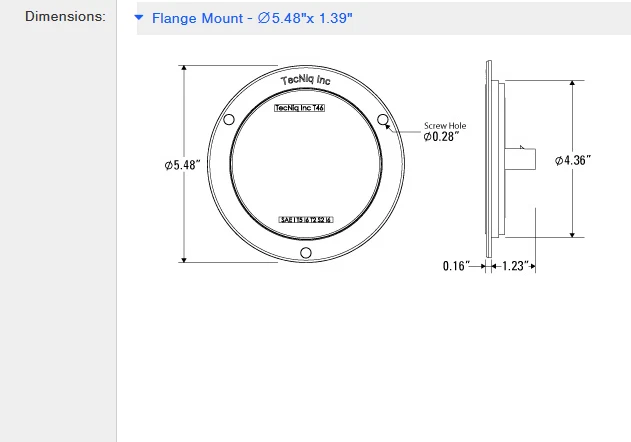 TecNiq 2pk Amber 4" Round Flashing Strobe Warning FLANGE Mount LED Lights - Image 3 of 4