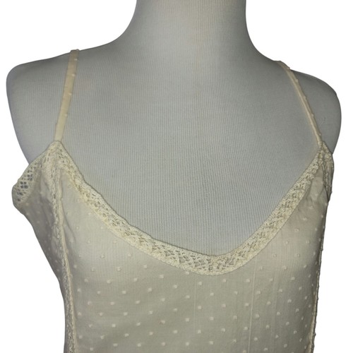 Vestido sin mangas vintage marfil a lunares con ribete de encaje y correas ajustables - Imagen 5 de 11
