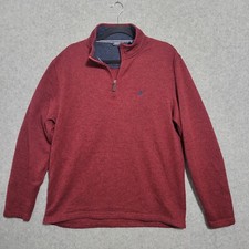 IZOD 1/4 Zip Pullover Mens Red Large Maroon Mock Neck Sweater Embroidery Logo