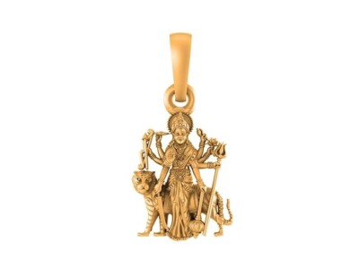 925 Sterling Silver 22k Gold Plated Goddess Durga Maa Pendant