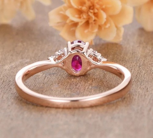 2CT Ruby Engagement Ring 925 Sterling Silver Lab Created Gemstone Ring - Picture 3 of 5
