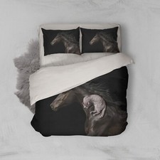 3D Black Horse Head Quilt Cover Set Duvet Cover Bedding Pillowcases