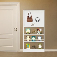 Behind Door Bookshelf Toddler Bookshelf w/Pegboard Storage Cabinet for Toys&Book
