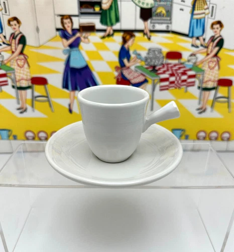 Fiesta Demitasse AD Stick Handle Cup & Saucer Set White Post 86