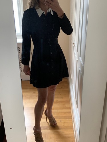 Sandro Black Jaquard Dress With White Collar | eBay