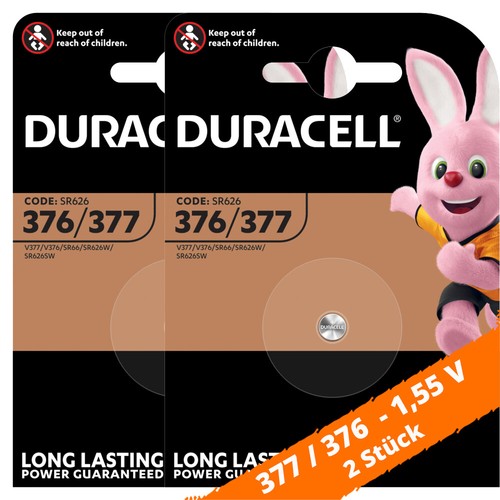2 x Duracell 376 / 377 SR626 Uhren Batterie Knopfzelle SR66 1,55V Silberoxid - Bild 1 von 2