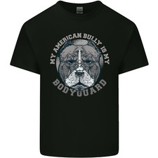 My American Bully is My Bodyguard Dog Mens Cotton T-Shirt Tee Top