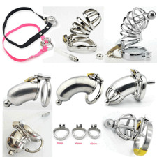 Men Chastity Device Restraint Drain Cage Ring Tube Locker Belt Stainless Steel