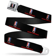 Chevrolet Camaro Black Webbing Seatbelt Chrome Buckle Belt Official Licensed