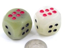 BUTW Genuine Mexican Onyx Six Sided 1" Hand Carved Pair of Dice 3943P