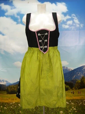 Handgenäht flauschig Balkonett schwarz Stickerei süßes Dirndl mit Schürze Gr.44 - Bild 1 von 4