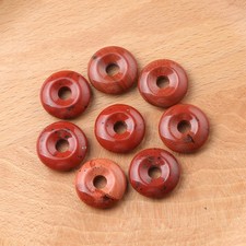 20pcs Natural Red Jasper Stone Large Hole Circle Beads Pendants DIY 20mm