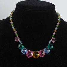 Colourful Beaded Statement Necklace Ornate Clasp Unboxed