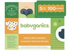 Babyganics Size 5 Diapers 100 Count Triple Dry Protection New Sealed Pack