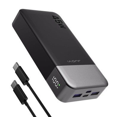 JUOVI J2621 Power Bank Portable Charger 20000mAh 45W, PD3.0 QC 4.0 Fast Black