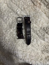 Coach Flower Appliqu Black Leather Watch Band Rare