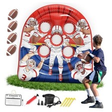 6Ft Football Target Toss Game - Inflatable Football Throwing Target Toy for Red