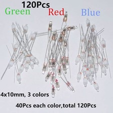 120Pc 4x10mm Mixed Color Neon Bulb Indicator Glow Lamp Neon-Light Red Green Blue