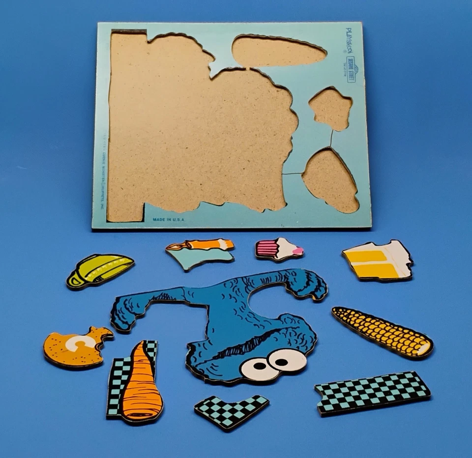 Vintage Playskool  Wooden Sesame Street C Is For Cookie Monster Muppets Puzzle - Image 2 of 4