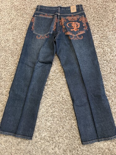 Vintage Y2K Pelle Pelle Denim Jeans Embroidered Baggy Hip Hop Men’s Size 36x32