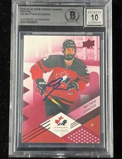 Matthew Schaefer Signed 2024-25 UD Team Canada Juniors Red Foil RC BAS Auto 10